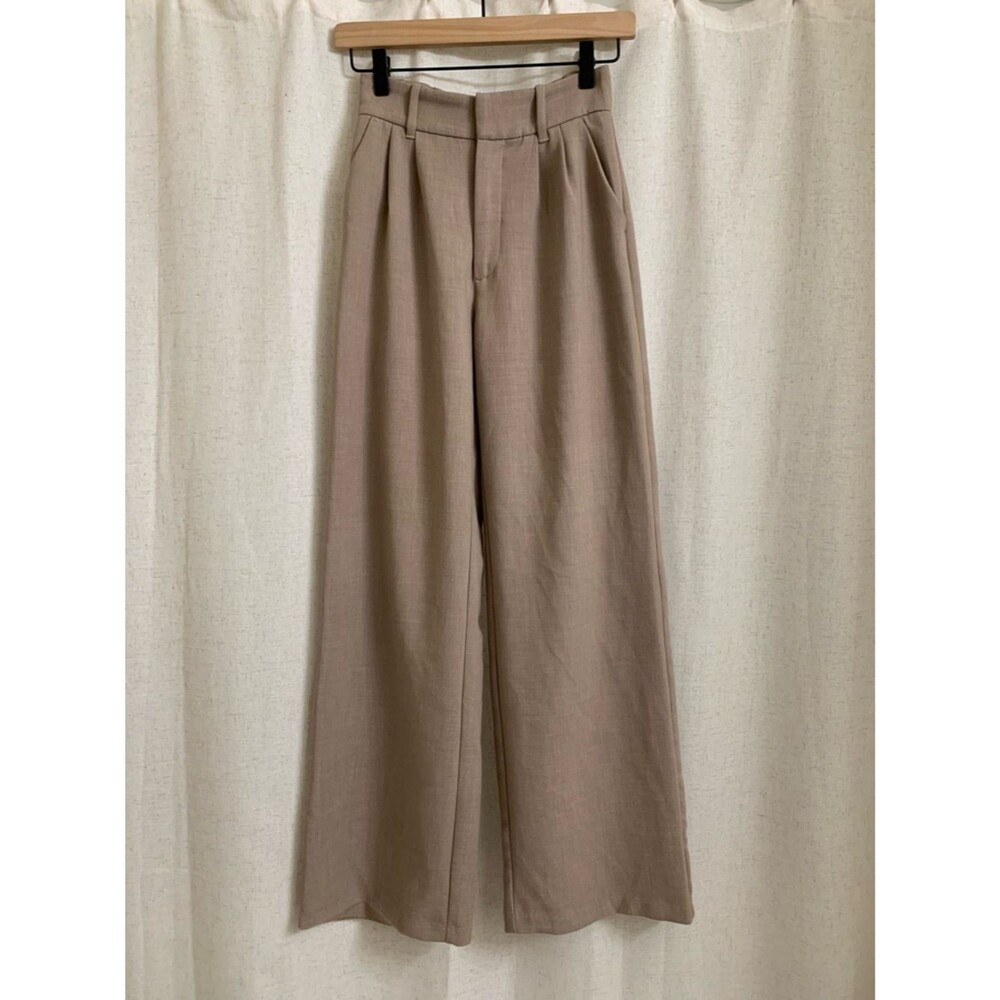 Abercrombie & Fitch Women’s Wide-Leg Trouser Pants High Rise in Taupe Soft XS